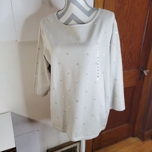 NWT Womens Jones New York collection Knit top sequin dot/accents Size 1X